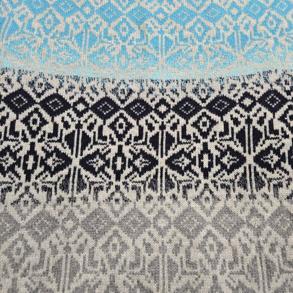 Talbots Women Petite 2XP Blue Gray Fair Isle Pullover Knit Sweater - Picture 5 of 9